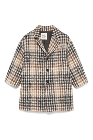 Brown checked wool coat DOUUOD KIDS | DV2P80E0195119GR